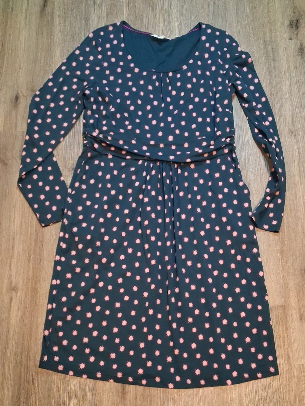 Boden Navy Dress with Pink Starburst Print
